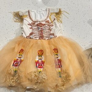 Nutcracker Soldier Kids Costume in Gold and White